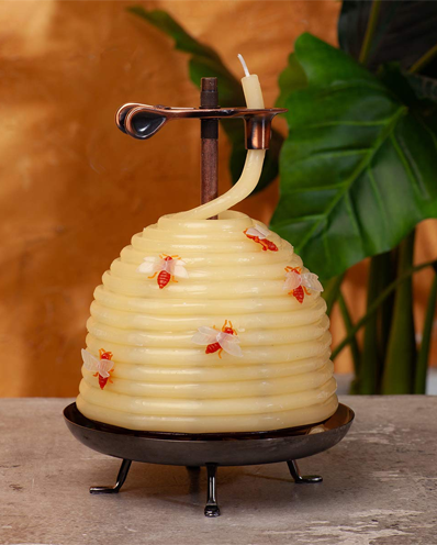 70-Hour Beehive Candle, Eco-friendly Natural Beeswax with Cotton Wick