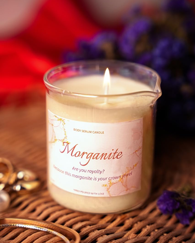 Body Serum Candle- Morganite 150gm [Jojoba Oil, Shea Butter, and 6 Other Botanical Oils]Massage Oil Candle