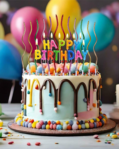 Happy Birthday Candles Set, 13 Happy Birthday Letter with 6 Spiral Candles Multicolour Pack of 19