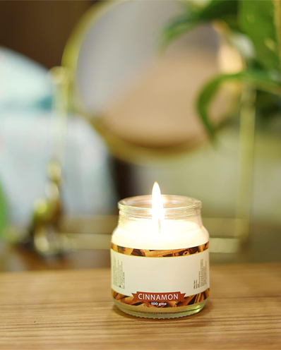 Cinnamon Scented Jar Candles Made of Beeswax
