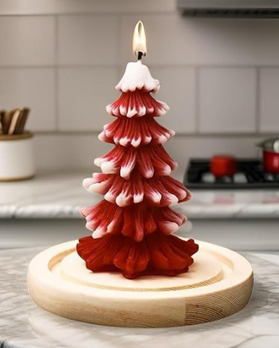 Decorative red candle for christmas