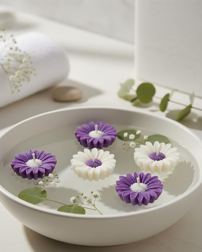 4Pcs Daisy Flower Floating Candles for Water Bowl